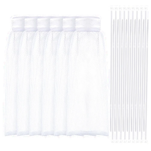 Shappy 24 Pieces Lint Traps and Cable Ties Set 6 Nylon Mesh Lint Trap for Washing Machine Discharge Hoses Washer Hose Lint Traps and 18 Cable Ties Fits Most Washing Machines (White)