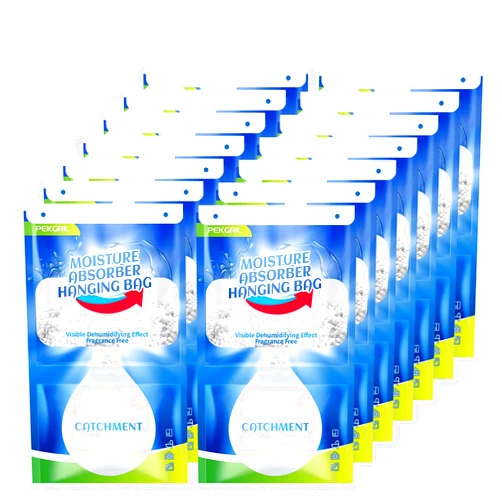 PEKGRIL Moisture Absorber Packets 14-Packs, 15 oz Hanging Dehumidifier Bags, Fragrance Free Humidity Packs for Closet, Bathroom, Kitchen, 420g/Pack Blue