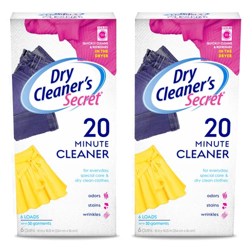 Woolite At-Home Dry Cleaner Dry Cleaning Cloths, Gentle Laundry Care for Special Fabrics and Dry-Clean-Only Clothes, Fresh Scent, Pack of 2, 12 Cloths