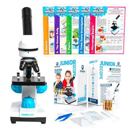 Omano Juniorscope Microscope for Kids – Microscope Kit for Kids 8+ for Science Microscope Experiments – Kids Microscope Kit That Encourage STEM Exploration – Beginner Microscope for Kids 8 and Up.