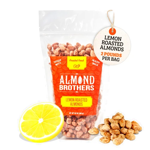 Almond Brothers Roasted Almonds - Hand Crafted Lemon Glazed Almonds, Gluten-Free, Non-GMO, Candied Almonds - 2 lb Bag