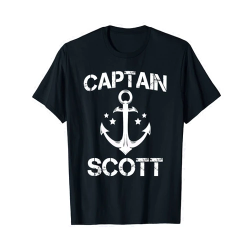 Custom Yacht Sailor Christmas Hat Skipper For Men CAPTAIN SCOTT Funny Birthday Personalized Name Boat Gift T-Shirt