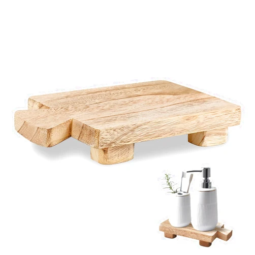 Philbinden Wood Soap Stand, Kitchen SoapTray Plant Holder Wooden Soap Holder for Bottles Wood Riser Pedestal Stand Wood Tray for Kitchen Bathroom Sink Decorative (Wood Color)
