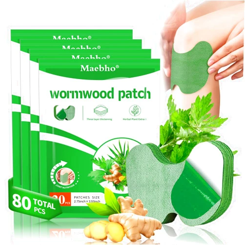 Maebho 80pcs Warming Herbal Knee Patches, Wormwood Extract Adhesive Heat Patches Relief for Knee, Back, Neck, Shoulder