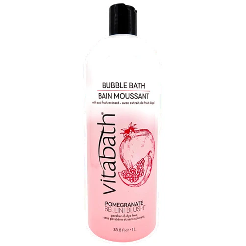 Vitabath Pomegranate Bellini Blush Bubble Bath Rich Foaming Bubbly Soak & Relaxing Aromatherapy Moisturizing & Nourishing Indulgent Suds for Women & Men All Skin Types - 33.8 fl oz