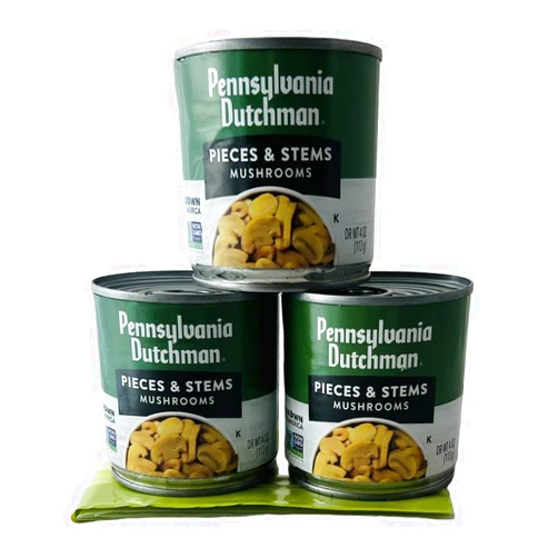 Brambo's Market Pennsylvania Dutchman Mushrooms Pieces and Stems Bundle with 3-Pack of 4 oz Cans and 1 Reusable Bag for Storage/Leftovers