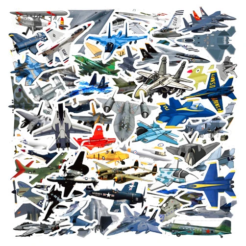 Aoinqx 60pcs Fighter Plane Stickers, Cool Warplane Stickers,Party Favor and Supplies, Military Aircraft Stickers for Teens Boys Men Laptop Water Bottles Helmet Luggage Phone Skateboard Bike Bumper