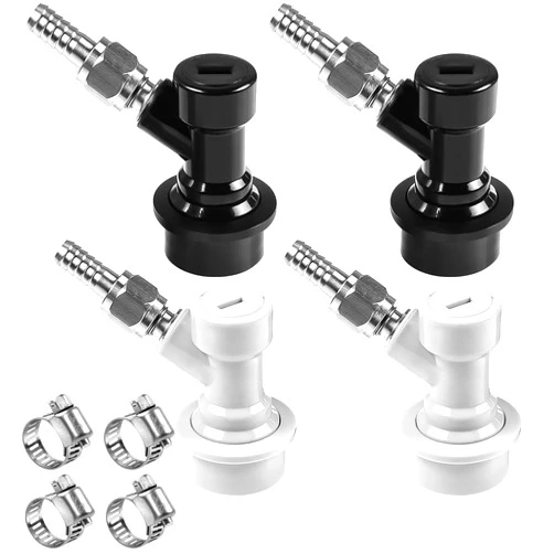 Chciyich Beer Ball Lock Disconnect Keg Quick Disconnect Set, 2Pcs CO2 and Liquid Ball Lock Keg Fittings with Barbs, MFL Beer Keg Disconnect for Corny Keg Post Coupler with Clamps