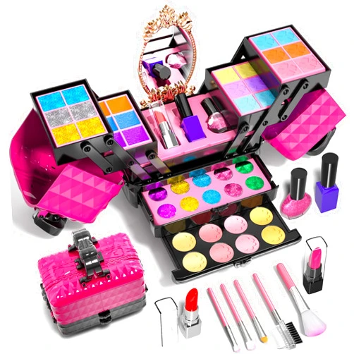 Ci Vetch Kids Makeup Kit for Girl, 52 Pcs Pretend Makeup for Toddlers Kids, Washable Non Toxic Make Up for Girls, Pretend Play Toy Makeup Set Birthday for Little Girls Age 3 4 5 6 7 8 Years Old