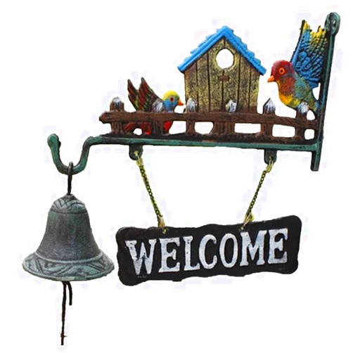 WDDD Cast Iron Doorbell Dinner Bell Antique Doorbell Handbell Garden Decoration Rustic Retro Birdie Iron Cast Iron Doorbell