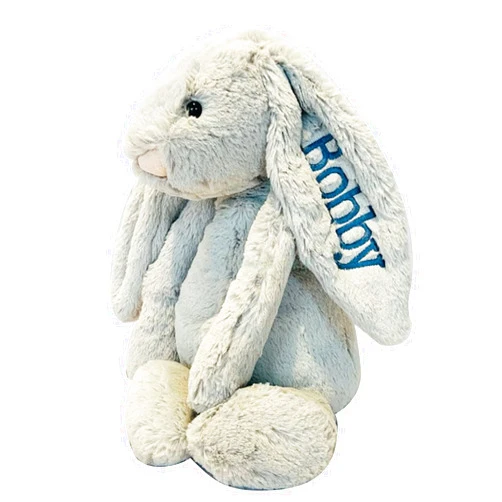 Handmade Embroidered Plush Bunny With Child'S Name HandMade Custom Plush Toy Child'S First Easter Gift