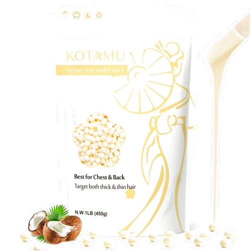 KOTAMU Hard Wax Beads for Hair Removal - 1lb Sensitive Skin Thick Hair Formula for Full Body, Face, Chest, Back, Leg, Bikini Brazilian Waxing - Wax Refill for Women and Men