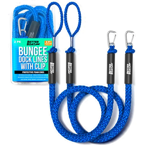 Better Boat 2 PK Dock Bungee Lines for Boats Bungee Dock Line Boat Accessories Marine Grade Boat Rope Boating Accessories Bungee Boat Dock Lines Jet Ski or PWC with or Without Clip Mooring Boat Lines & Dock Ties
