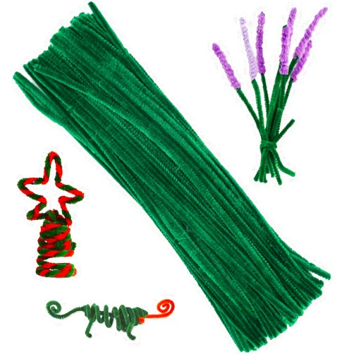 SOYZMYX 100 Pieces Pipe Cleaners Craft Chenille Stem, Solid Color Pipe Cleaners Set for Pipe Cleaners DIY Arts Crafts Decorations, Chenille Stems Pipe Cleaners-Dark Green