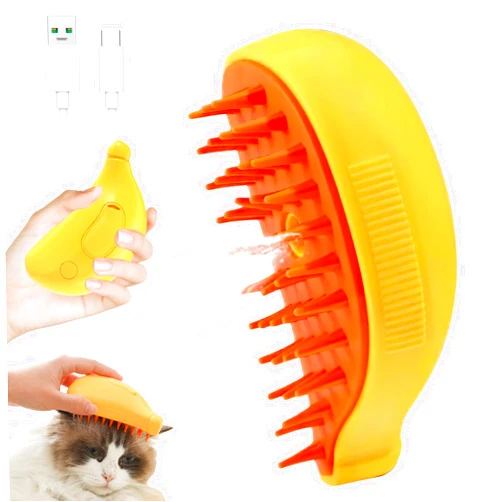 LorSou Steamy 3 in 1 Electric Cat Grooming Brush - Silicone Self-Cleaning Steam Brush for Massage, Cleaning, and Removing Loose Hair