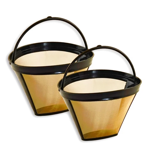 VINEVO 2 Pack GTF Gold Tone Coffee Filter for Cuisinart, Reusable 10-12 Cup #4 Style Cone Coffee Filters Basket Replacement for Cuisinart Coffee Makers