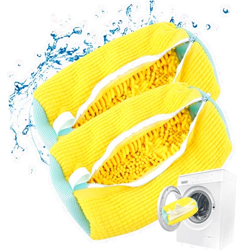 Ligdeun.auto Shoe Washing Bag for Washing Machine, Laundry Shoe Bag For Washer And Dryer, Reusable Shoe Washing Machine Bag for All Shoe Types And Sizes, Yellow 2 Pack