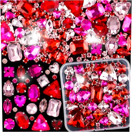 Sinyanail 160 Pieces Glass Sew On Rhinestones,Metal Flatback Prong Sew on Setting Claw Rhinestone Crystal Gems Diamond Stone for Jewelry Clothes Costume Shoes Belt Earring Dress Garments and Crafts