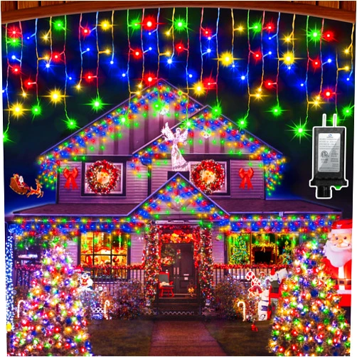 HRANBOTY 164 FT Outdoor Christmas Lights with 352 Drops, Christmas Decorations Fairy Lights 1232 LED 8 Modes, Plug in Waterproof Hanging String Lights for Home Xmas Tree Yard Wedding Party Multicolor
