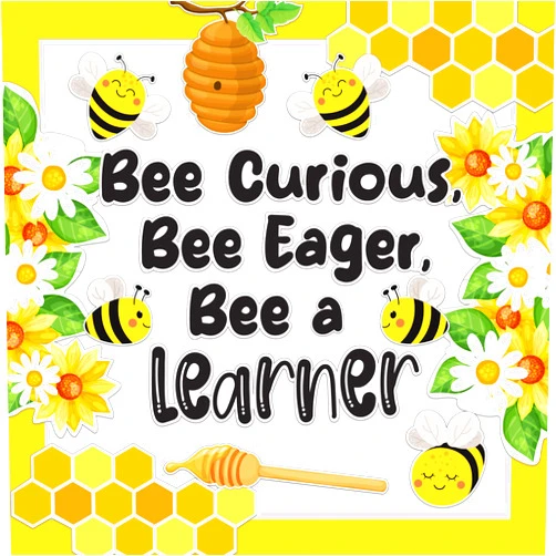 Decorably 48 Pcs Bee Bulletin Board Decorations Set with Borders - Bee Classroom Decorations for Teachers, Bee Themed Classroom Decor, Bumble Bee Classroom Decor, Bee Bulletin Board Set