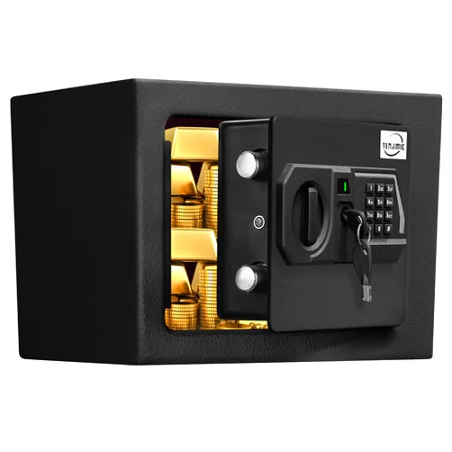 Tenamic Safe Box 0.23 Cubic Feet Electronic Digital Security Box, Keypad Lock Box Cabinet Safes, Solid Alloy Steel Office Hotel Home Safe, HB17 Black