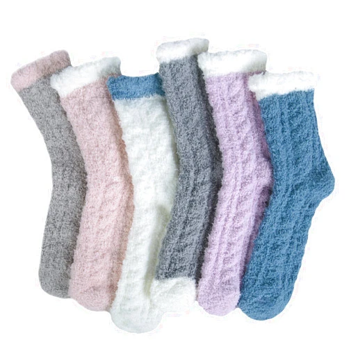 YSense 6 Pairs Womens Cozy Soft Fuzzy Socks - Fluffy Crew Slipper Socks