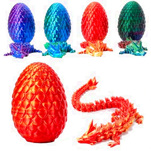West bunny 3D Printed Dragon in Egg, Full Articulated Dragon Crystal Dragon with Dragon Egg， Home Office Decor Executive Desk Toys, Adults Fidget Toys for Autism ADHD，3D Printed Gift