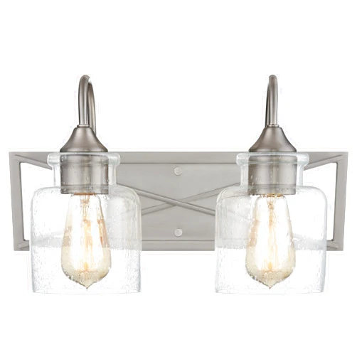 Quoizel BART8616BN Bartley Transitional Clear Seedy Glass Medium Bath Vanity Wall Light, 2-Light 200 Total Watts, 9