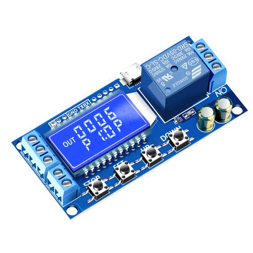DROK Timer Relay, Time Delay Relay DC 5V 12V 24V Delay Controller Board Delay-off Cycle Timer 0.01s-9999mins Trigger Delay Switching Relay Module with LCD Display Support Micro USB 5V Power Supply