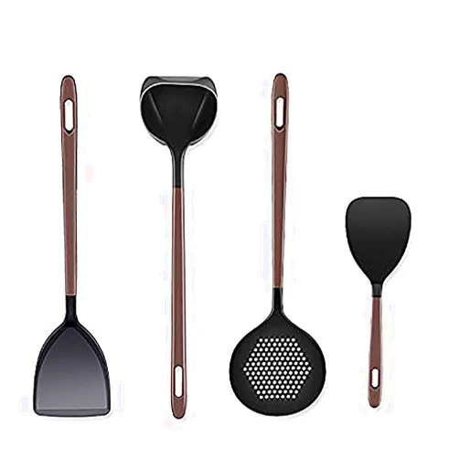 Liflicon Silicone Kitchen Utensil Set-Premium Cooking Tool Set- Laddle, Skimmer,Rice Paddle, Turner - Heat Resistant Silicone Cooking Utensil-4pcs