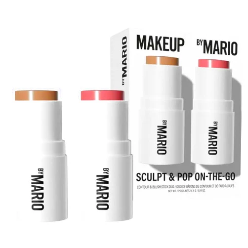 BY MARIO Makeup By Mario Sculpt & Pop On the Go Contour & Blush Stick Duo Makeup Gift Set - Light Medium & Sweet Pink
