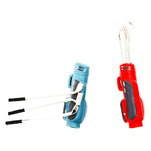 Neakomuki Dollhouse Accessories 1:12 Miniatures Golf Set Red Blue Mini Golf Clubs Miniature Sports Equipment Model for Dollhouse Cake Topper Landscape Craft Project Decoration