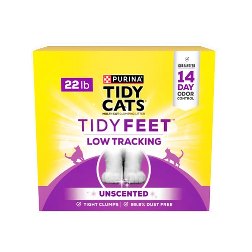 Purina Tidy Cats Tidy Feet Clumping Low Tracking Cat Litter with Odor Control – Unscented - 22 lb. Box