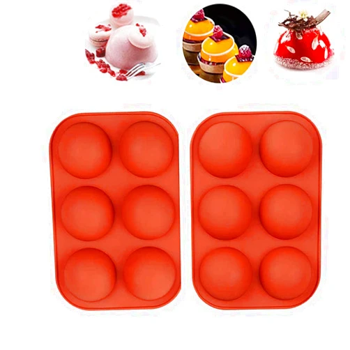 Belivo 6 Holes Silicone Mold For Chocolate, Cake, Jelly, Dome Mousse, Hot Chocolate Bomb, Cake, Jelly, Dome Mousse Round Shape Handmade Soap Kitchen Baking Mold Tools, 111