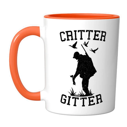 Squirrel Hunter SteMi Apparel Critter Gitter Squirrel Hunting Animal Hunter Hunt Ceramic Mug, Orange/White