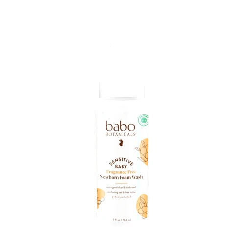 Babo Botanicals Sensitive Baby Fragrance-Free Newborn Foam Wash - Gentle Formula - Oat, Shea & Cocoa Butter - EWG Verified - Vegan - from Birth on