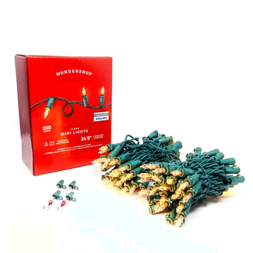 Wondershop Lights 100ct Mini- Clear on Green Wire