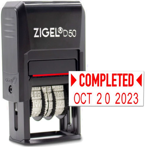 ZIGEL D50 Date Stamp with Completed - Self Inking Date Stamp - Red