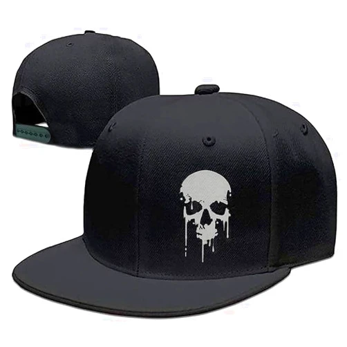 Tijeyi Flat Bill Hats for Men Snapback Skull Hats Black Hat for Teen Boys Skateboard Hats Baseball Cap