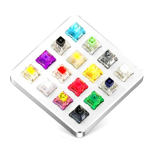 HONKID Switch Tester, Mechanical Keyboard Switch Tester with 16-Key Switches from Akko, Gateron and Kailh, Sturdy Aluminum Construction, Durable and Cool, Silver