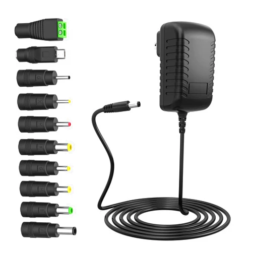 Beudsa ChargN 12V 3A Power Supply Charger with 10 Interchangeable DC Plug (Input AC 100V-240V, Output DC 12 Volt 3 Amp 36 Watt) Adapter Switching Transformer Converter DC 5.5mm x 2.1mm / 5.5mm x 2.5mm Universal
