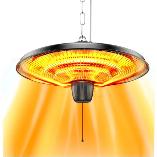 Uniflasy 1500W Electric Hanging Patio Heater, Dual Halogen Tubes for 3S Fast Heating, IP55 Waterproof with 2 Adjustable Modes, Outdoor Patio Heater for Gazebo, Balcony, Living Room, and Courtyard