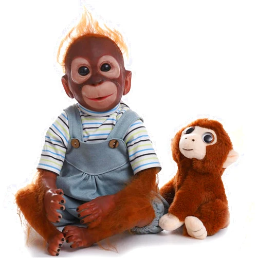 Anyee Realistic Monkey Doll and Baby Doll Set, 21 Inches 52cm Soft Vinyl Silicone Lifelike Monkey Newborn Reborn Dolls Boy Boys Girls Toys & Gifts - Reborn Monkey Dolls Boy Suitable for 3 Years +