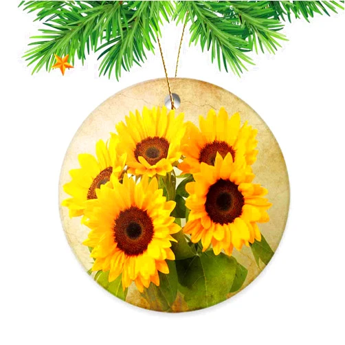 ATEDEANEI Sunflower Christmas Ornaments Retro Sunflower,Small Xmas Tree Party Holiday Decorations