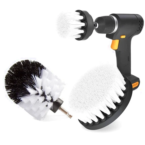Lgowithyou LgowithU 3 Pack Drill Brush Attachment Set, Power Scrubber Tool All Purpose Household Cleaning Brush Kit for Grout, Scrub, Car, Tile, Shower, Pads, Tub, Floor, Bathroom and Kitchen Surfaces (White)
