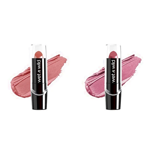wet n wild Silk Finish Lipstick Hydrating Rich Buildable Lip Color with Vitamins A,E, & Macadamia 530D Dark Pink Frost and Secret Muse
