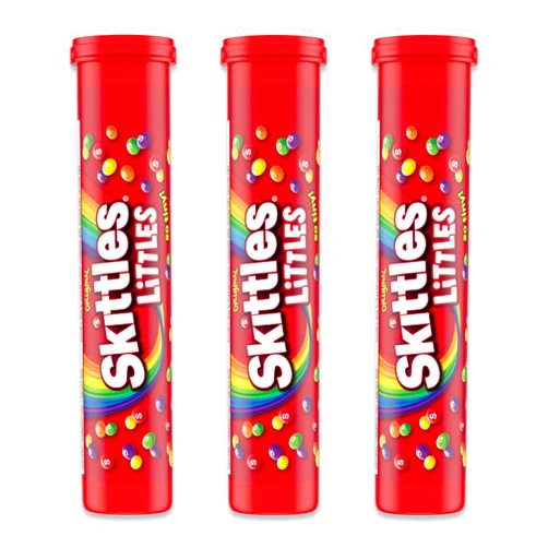 Snackivore Skittles Littles Share Size Mega Tubes Pack of 3. Mini Skittles, Skittles Variety Pack, Skittles Individual Packs