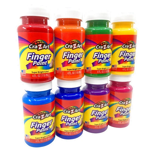 Cra-Z-Art Washable Kids Finger Paint Bulk Pack 8ct, Assorted Colors 4oz each bottle