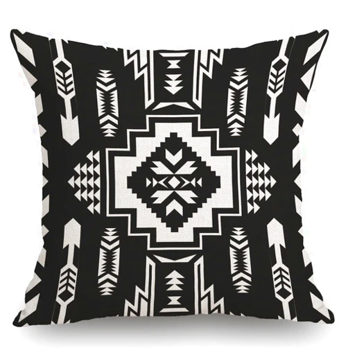 Moslion Throw Pillow Cover Mexican Pattern, Aztec,Geometric Print, Ethnic Design Cotton Linen Decorative Pillow Case Cushion Cover Home Sofa Decor 18x18 Inch Pillow Cover…