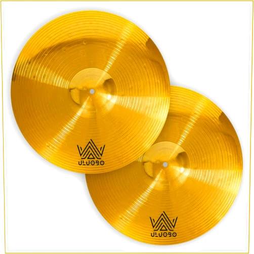 ULUOBO hi hat cymbals pair, 14 inch high hat cymbals set (2 pieces, Gold)
